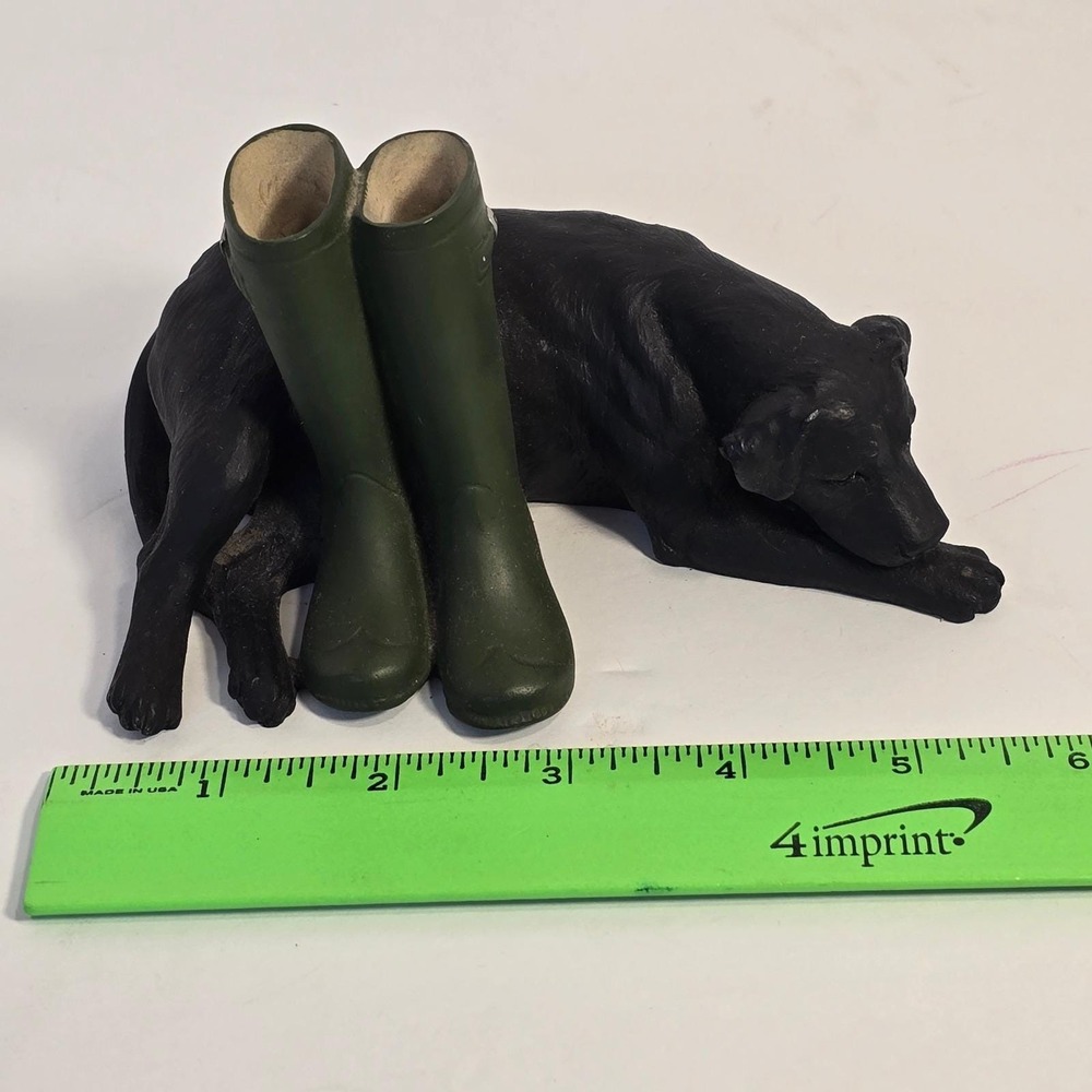 Vintage Black Labrador Dog Figurine with Green Wellington‎ Boots For Collector - Picture 15 of 15